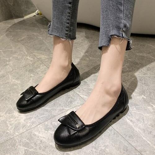 Womens spring and autumn flat shoes PU solid color soft sole is comfortable and skin-friendly Lightweight platform shoes U19-89