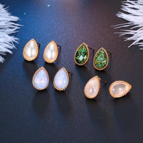 Dayoff Korea Water Drop Resin Stud Earrings Women Jewelry Trendy Small Cute Earstud Vintage Charms Colorful Earrings E567