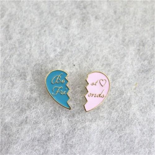 2PCS brooch delicate heart-shaped brooch fashion personality small Collar pin Couple Boutonniere, girlfriends, brooch