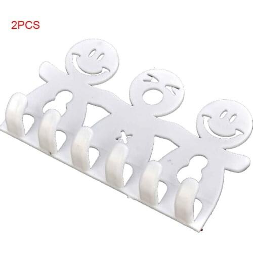 2 Pcs Smiling Face Cartoon Wall Sucker Toothbrush Rack Holder Plastic Home Bathroom Organizer Tool