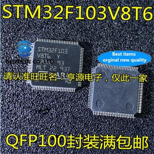2Pcs STM32F103 STM32F103V8T6 QFP100 Flash memory 32-bit microcontroller chip in stock 100% new and original