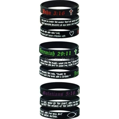 300pcs Daily Faith Devotion Religious Motivation JOHN JEREMIAH GALATIANS wristband silicone bracelets free shipping by FEDEX A