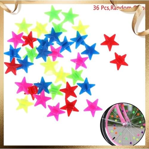 36Pcs Star Shape Bicycle Bike Wheel Plastic Spoke Bead Children Kids Clip Colored Decoration Random Color