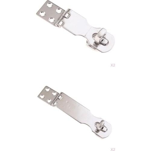 4 pieces Stainless Steel Polished Door Buckle Bolt Barn Hardware Padlock Bathroom RV Universal 97mm/63mm