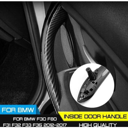 Car Carbon Fiber Pattern Inner Door Handle Trim Panel Handle Interior Door Handles For BMW F30 F80 F31 F32 F34 F35 2012-2018