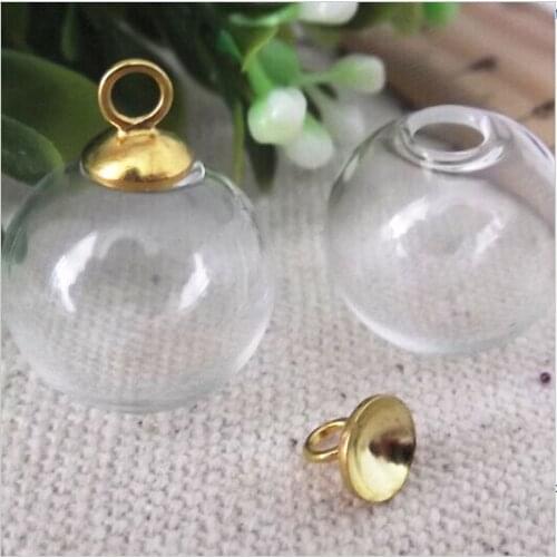 Free ship!!! 20sets/lot 16mm*4mm(opening) diy glass bubble & 6mm cap with ring set DIY Glass bottle vial pendant, glass globe