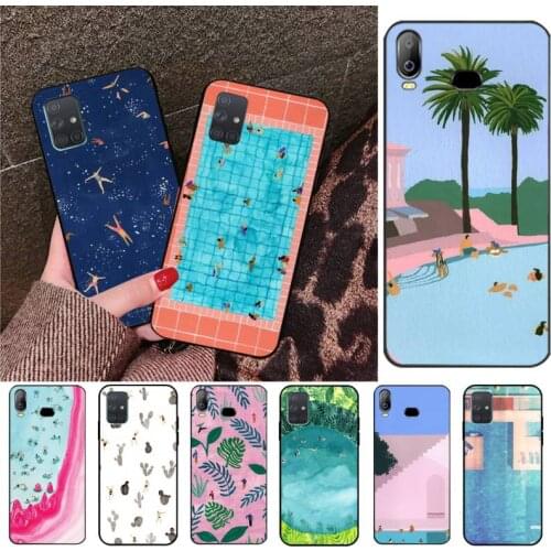 Funny summer sky swimming pool TPU black Phone Case Cover Hull For Samsung A10 A20 A30 A40 A50 A70 A80 A71 A91 A51 A6 A8 2018