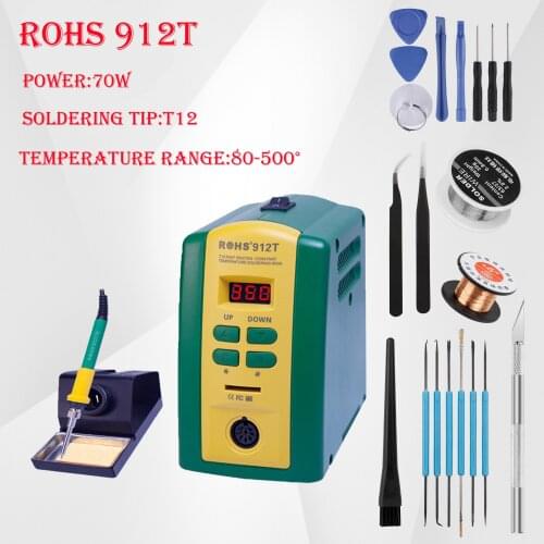 CXG ROHS 912T Lead-free solder station Constant temperature adjustment solder iron 70W T12 solder iron tips smart sleep EU/US
