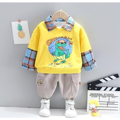 Children Girls Boys Clothing Set Baby Spring Sport Patchwork Cotton Long Sleeve T Shirt Pants Suit Kids Tracksuit Set 0-5 Years