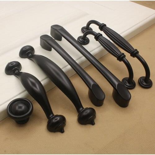 JD Black Handle Cabinet Closet Door Handle American Modern Minimalist Drawer Shoe Knob Single Hole Handle