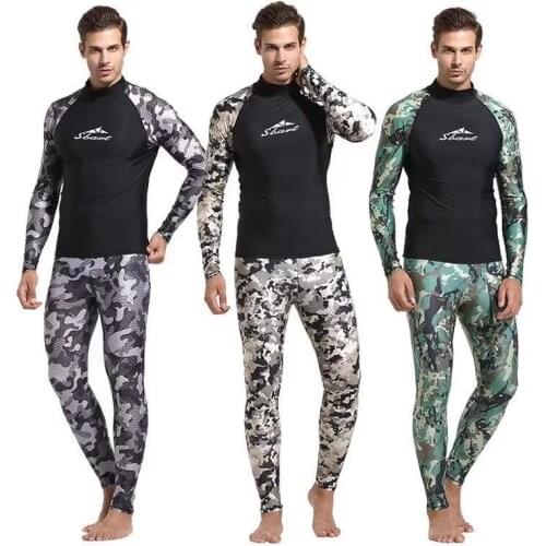 Camo Rash Guard Men Long Sleeve Rashguard Swim Shirt 2018 new Surf Lycra Rash Guard Swimwear For Men Diving Wetsuit Top UPF50