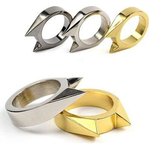 1Pcs Women Men Safety Survival Ring Tool EDC Self Defence Stainless Steel Ring Finger Defense Ring Tool Silver Gold Black Color