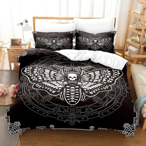 Green Death Moth Bedding Set Pink Fashion 3D Print Comforter Luxury Queen King Single Size Duvet Cover Set Home Decor Modern