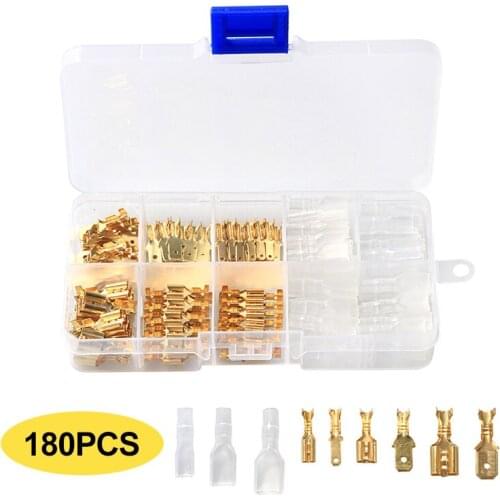 180Pcs 2.8/4.8/6.3mm Female/Male Spade Connectors Electrical Wire Crimp Terminals Assortment Kit