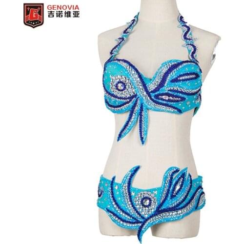 Luxury Oriental Women Belly Dance Costume Outfit Set Bra Belt 2018 Carnival Bollywood 2 PCS