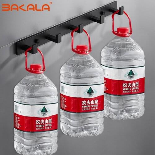 Bathroom Space Robe Hook Wall Mounted Aluminum Clothes Coat Hook Wall Hanger Black Brushed Golden Bathroom Accessories 3-6 hooks