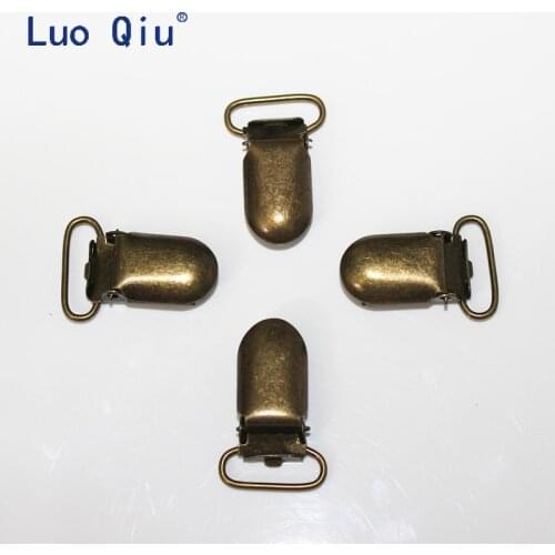 Luo Qiu 30 pcs/lot U shape 35*20mm Bronze Suspender Clips for Trousers Garment Clip practical Webbing clip pacifier clip metal