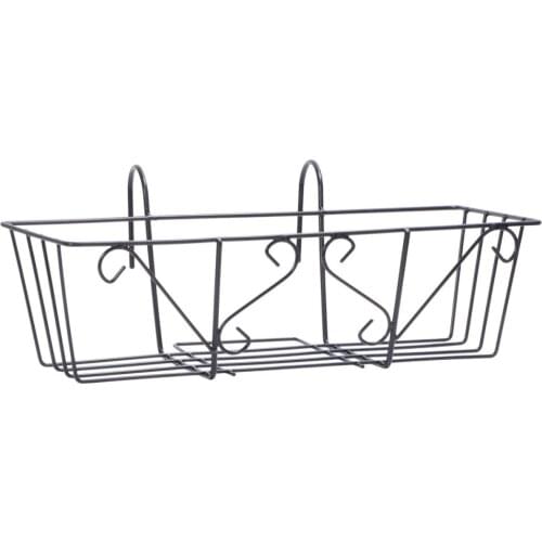 1pc Iron Plant Stand Hanging Planter Pot Flowerpot Planter Wall Mounted Square Flower Rack Iron Metal Stand (Black)
