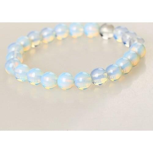 Fashion 8mm Round Crystal Moonstone Natural Stone Stretched Beaded Bracelet For Women Jewelry Gifts