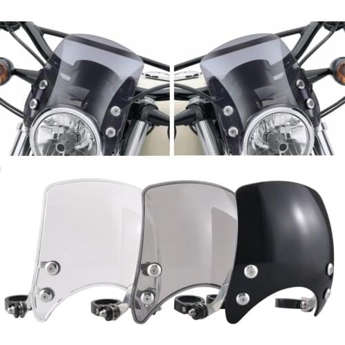 Motorccle Adjustable Compact Sport Wind Deflector Windshield 39-41mm Clamps For Harley Sportster 04+ XL883 XL1200 Iron 48 72