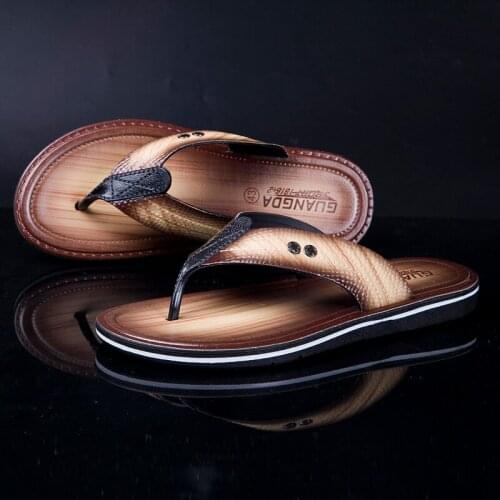 Summer men 39s sandals flip flops slippers beach 2019 leather for mens High Quality zapatillas casa hombre pu rubber lightweight