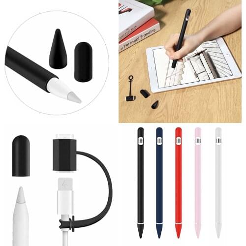 For Apple Pencil Soft Silicone Compatible Nib Cover Protective Case Skin Touch Pen Stylus Protective Sleeve Cover Anti-Lost