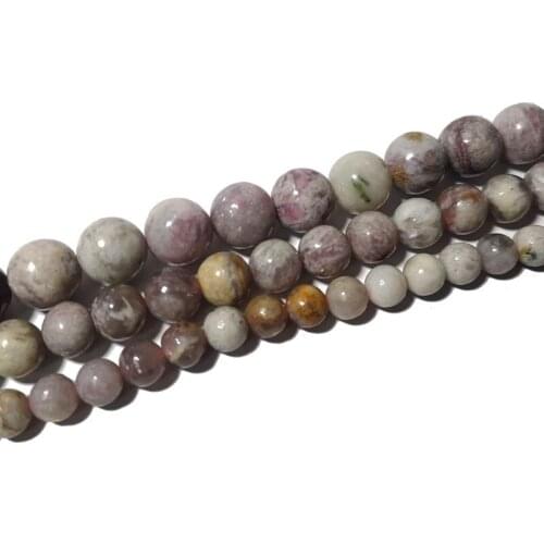 Natural Red Plum Blossom Tourmaline Stone Beads Loose Round Gemstone For Jewelry Making DIY Bracelet Handmade Accessories