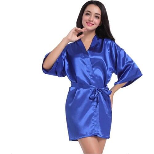 Plus Size Solid Kimono Robe Sleepwear Bride Robe 2018 New Chinese Kimono Dressing Gowns For Women Home Bridesmaid Robe D202