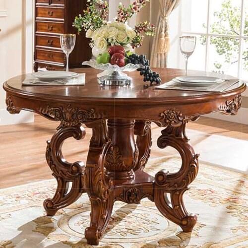 American Country Solid Wood Dining Table and Chair Combination European Dining Table Round Dining Table Small Apartment