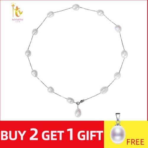 [NYMPH] 925 sterling silver jewelry natural pearl jewelry white baroque pearl jewelry necklace pendant for women x1213