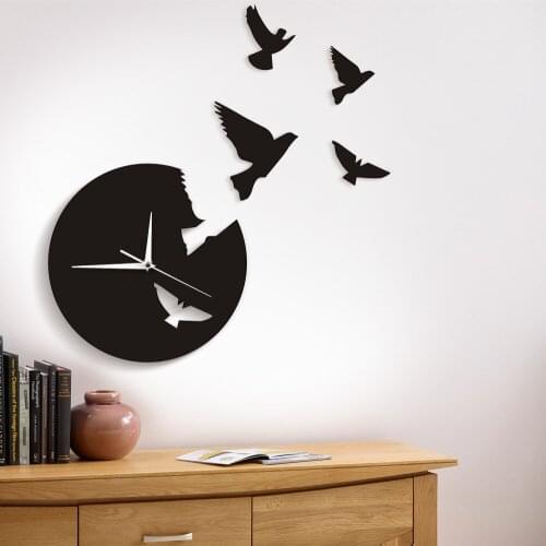 Birds Wall Clock Flies Animal Wall Clock Modern Design Wall Art Nature Birds Home Decor Animal Clocks Watch