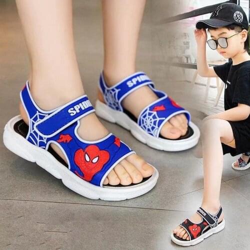 Summer Kid Shoes Cartoon Spiderman Baby Boys Sandals Casual Anti-slip Children Sandals Soft Beach Shoes Blue Infantil EUR 21-35