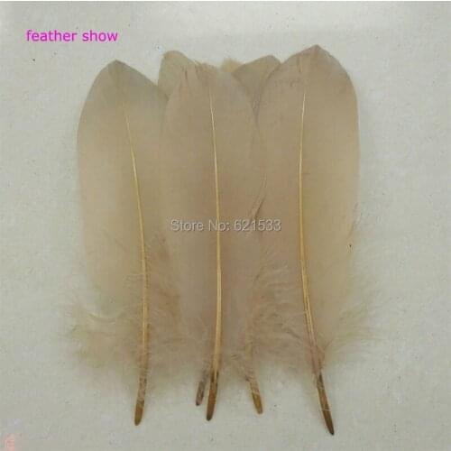 Plume! 200Pcs/LOT! 6-8inches 15-20cm Goose Feathers,Light Coffe Goose Satinettes loose feathers, Goose Satinettes Feathers