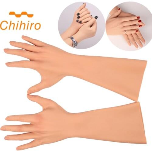 Crossdressers Silicone Gloves Crossdressing Realistic Skin Hand with Nail Lifelike Women Fake Hands Cosplay Performance Props