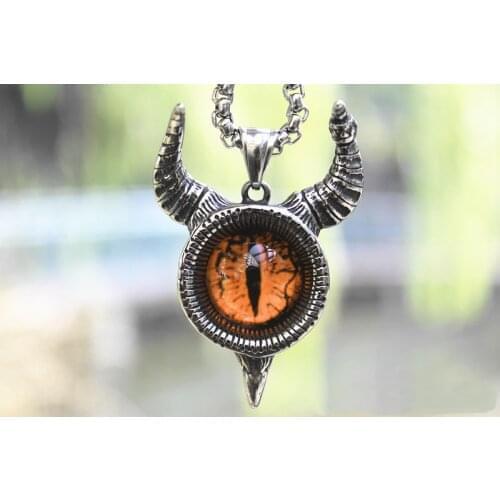 Mysterious Retro Myth Lucifer Demon Eye Pendant Necklace Classic Punk Demon Admiration Amulet Jewelry