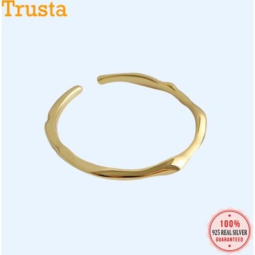 Trustdavis Authentic 925 Sterling Silver CHIC Minimal Irregularity Opening Ring For Women Fine Wedding S925 Ring Jewelry DA1202