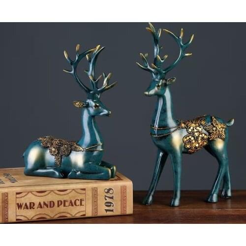 Artracyse Creative Decoration Ornaments Sika Deer Crafts Home Office Living Room Entrance Gift Decoration