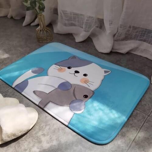 Bathroom Door Entrance Mat Cartoon Cat Dog Bath Rug Bathroom Non-Slip Mat Toilet Mat Entrance Door Absorbent Mat Door Mat