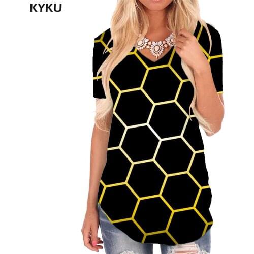KYKU Tiger T Shirt Women Cheetah Shirt Print Animal V-neck Tshirt Harajuku Tshirts Printed Womens Clothing Fashion Cool New