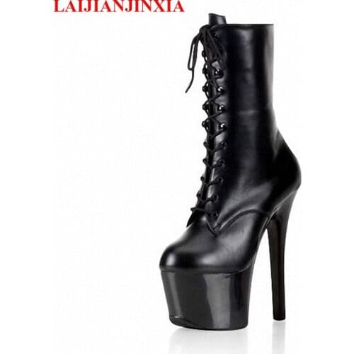 LAIJIANJINXIA Lace Up Sexy 17cm High-Heels Platform Shoes Women Party Dress Pole Dancing Shoes Ankle Boots Dance Shoes