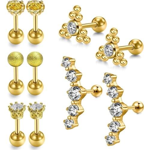 16G Earrning Piercing Helix Piercing Earrings Stud Cartilage Earrings Surgical Steel Earrings Piercing Jewellery Gold