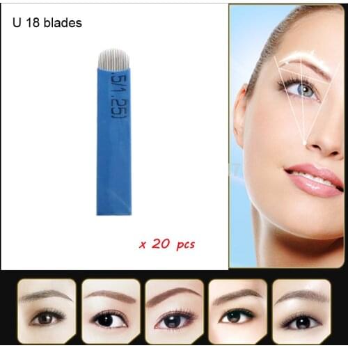 2018 Real Hot Sale Microblading Tattoo Needles 18 Pins U Shape Eyebrow Needle Manual Blades 3d Embroidery Tattoos Suplier 0.2mm