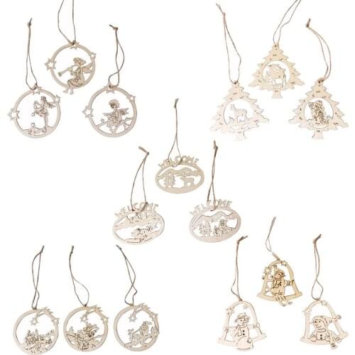 3PCS 9CM Unfinished Wood Ornaments Wood Slices DIY Crafts Wooden Cutout Ornaments for Craft DIY Xmas Tree Hanging Decoration