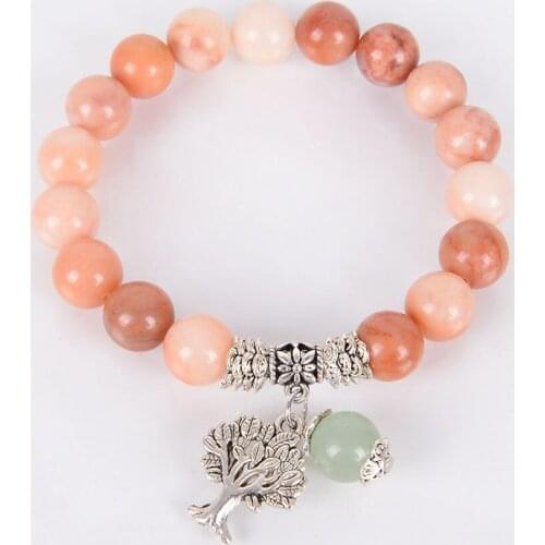 6 8 10 MM Chakra Natural Stone yellow Jaspe Bracelets Tree of Life Bracelet Mala Beads Reiki Healing Meditation Energy Bangles