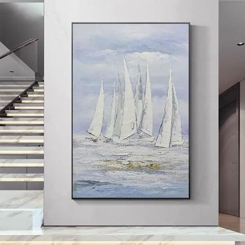 Handmade Abstract Wall Art Canvas Modern Seascape Canvas Paintings for Living Room Office Home Wall Decor Drop Ship No Frame