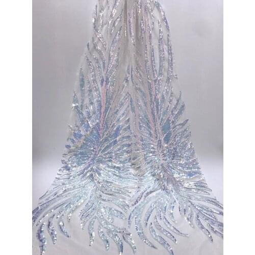 African french Embroidered lace fabric african sequins lace fabric ZH-8643 french lace fabric