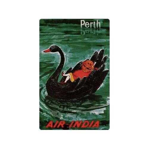 Air India Perth Black Swan Australia Travel Tour Retro Vintage Poster Canvas Painting DIY Wall Paper Posters Home Decor Gift