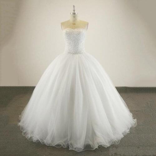 ANGELSBRIDEP Sweetheart Ball Gown Wedding Dresses Vestido De Noiva Sparkly Beaded Tulle Formal Bride Wedding Gowns HOT