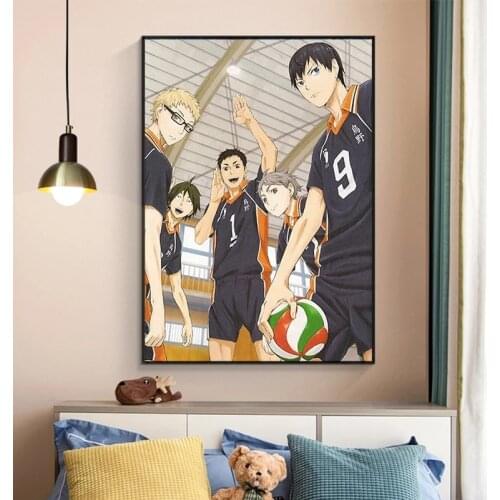 Anime Poster Volleyball Boy Canvas Painting Haikyuu Japanese Style Cartoon Poster Wall Art Pictures For Living Room Cuadros