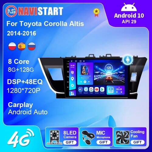 OKNAVI For Toyota Corolla Altis RHD 2014-2016 Android 9.0 DSP Caraply Radio Multimedia Video Player GPS 2 Din Navigation No DVD